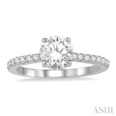 1/3 Ctw Round Diamond Semi-Mount Engagement Ring in 14K White Gold